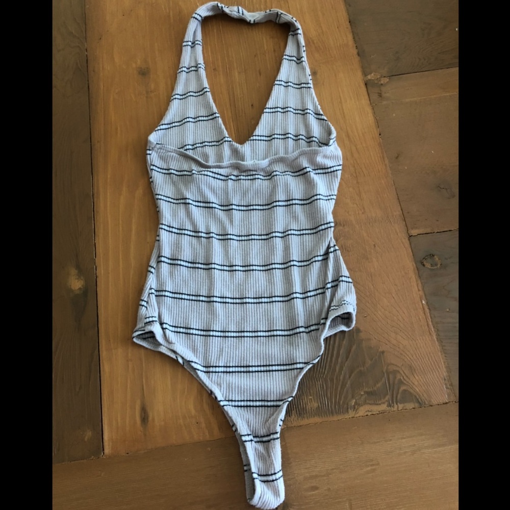 SOLD—One piece striped halter top - Picture 2 of 2